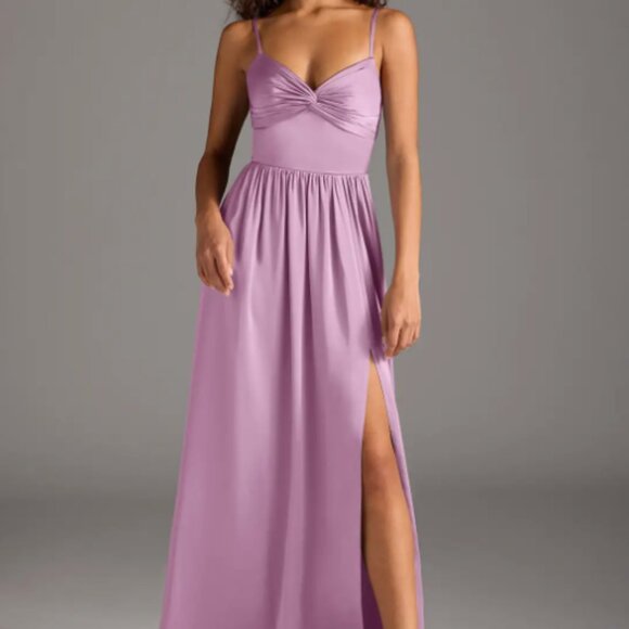 Azazie Zeya Dress, in Wisteria/Stretch Satin Size A2 - Picture 2 of 5